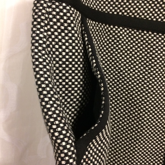 Loft Career Skirt Woven Lined Black White Pockets - Picture 3 of 8